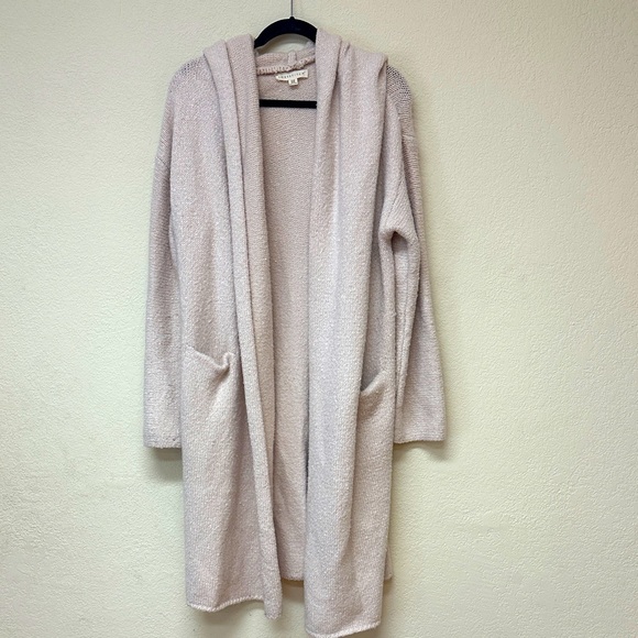 Lovestitch womans blush/Cream Knit hoodie duster Cardigan sweater OS - Picture 1 of 5